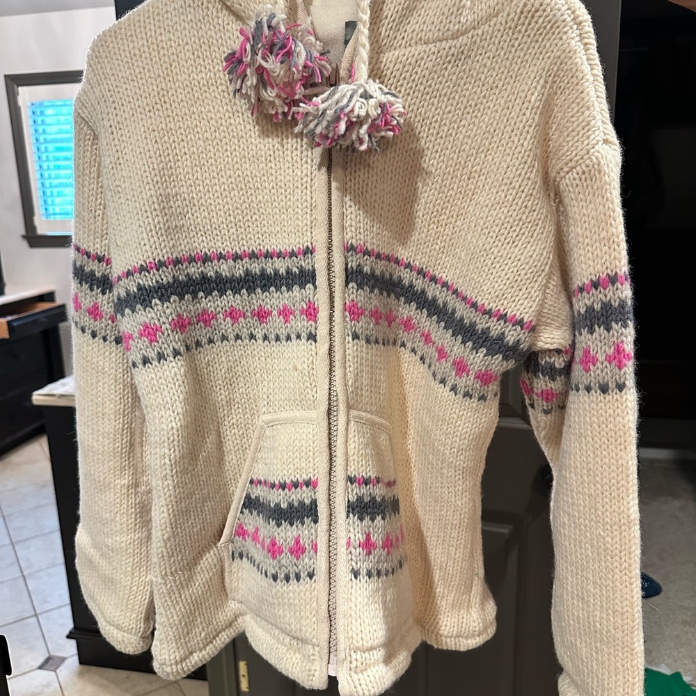 Cozy Cream and Pink Knit Sweater